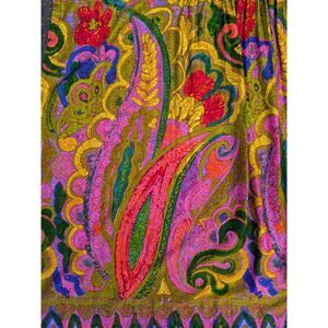 Vintage 70's Colorful Hawaiian Fabric Paisley MAXI WRAP SKIRT Sized to Fit Buyer